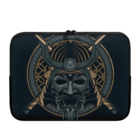Black Samurai Mask Print Laptop Sleeve