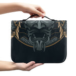 Black Samurai Mask Print Leather Bible Cover