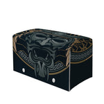 Black Samurai Mask Print Leather Tissue Box Cover