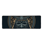 Black Samurai Mask Print Long Kitchen Mat