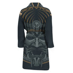 Black Samurai Mask Print Men's Bathrobe