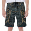 Black Samurai Mask Print Men's Beach Shorts