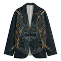 Black Samurai Mask Print Men's Blazer