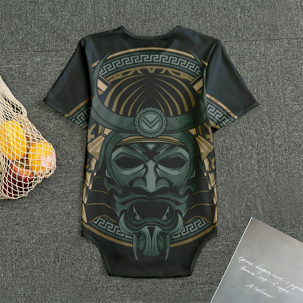 Black Samurai Mask Print Men's Bodysuit