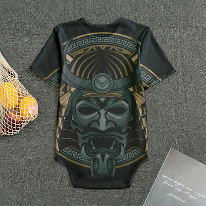 Black Samurai Mask Print Men's Bodysuit