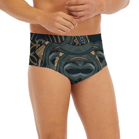 Black Samurai Mask Print Men's Briefs