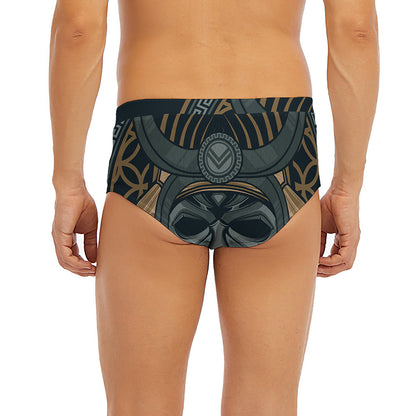 Black Samurai Mask Print Men's Briefs