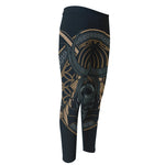 Black Samurai Mask Print Men's Compression Pants