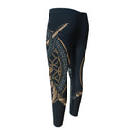 Black Samurai Mask Print Men's Compression Pants