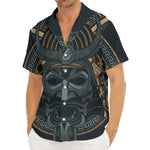 Black Samurai Mask Print Men's Deep V-Neck Shirt