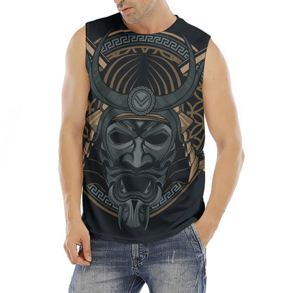 Black Samurai Mask Print Men's Fitness Tank Top
