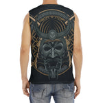 Black Samurai Mask Print Men's Fitness Tank Top