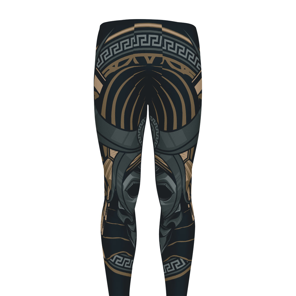 Black Samurai Mask Print Men's leggings