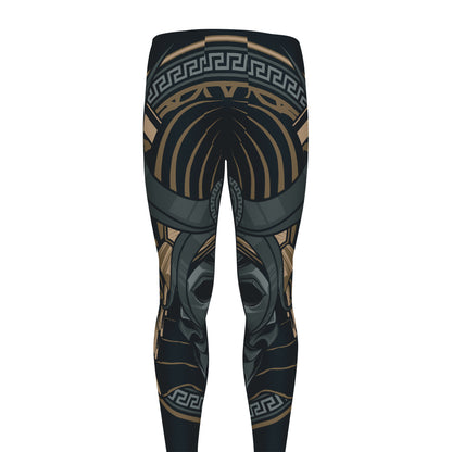 Black Samurai Mask Print Men's leggings