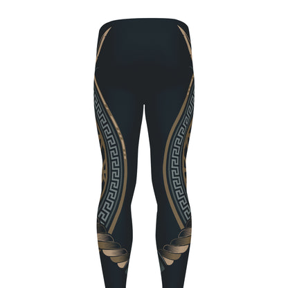 Black Samurai Mask Print Men's leggings
