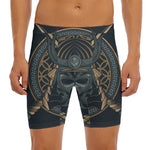Black Samurai Mask Print Men's Long Boxer Briefs