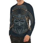 Black Samurai Mask Print Men's Long Sleeve Rash Guard