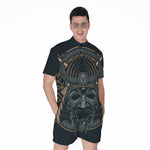Black Samurai Mask Print Men's Rompers