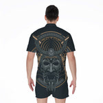Black Samurai Mask Print Men's Rompers