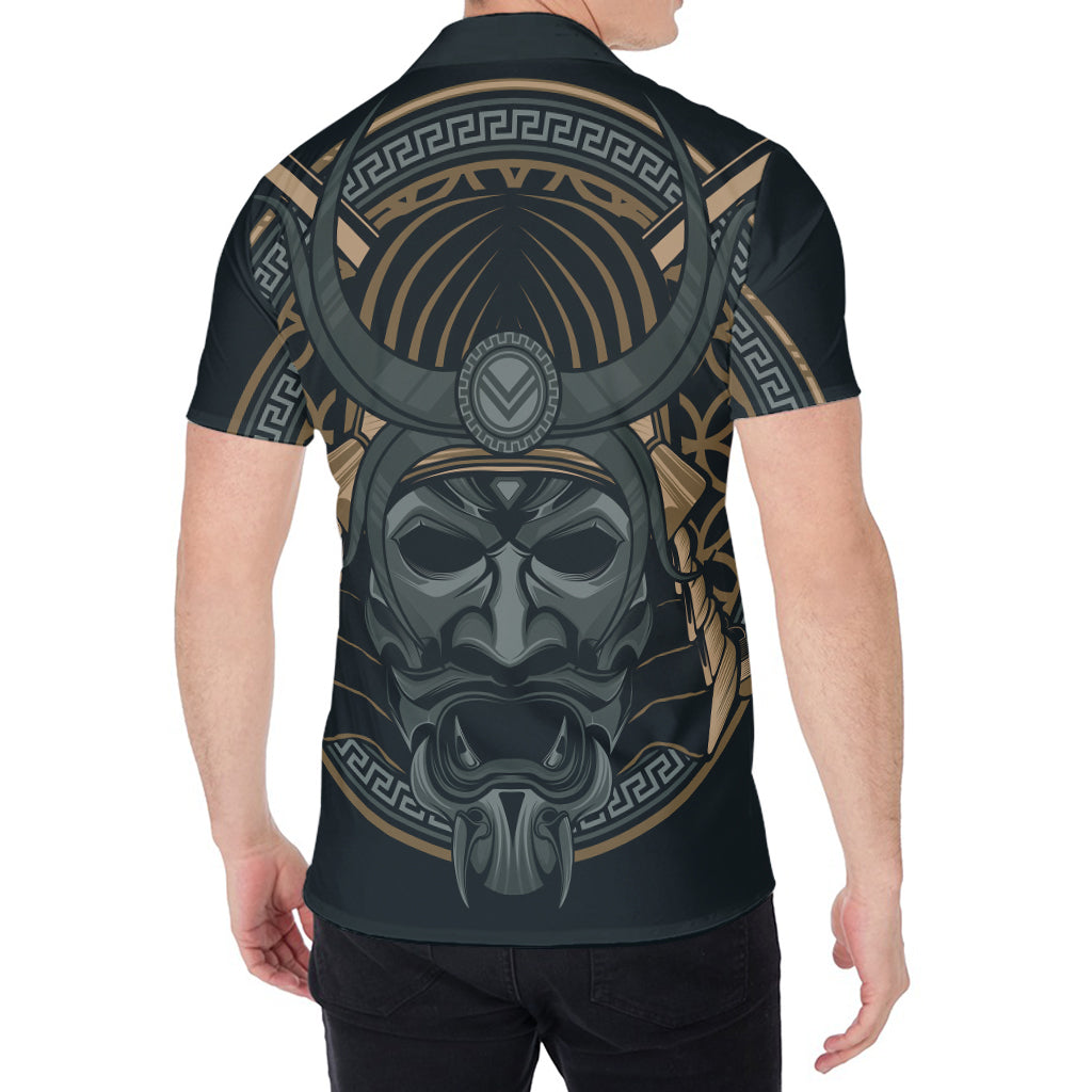 Black Samurai Mask Print Men's Shirt