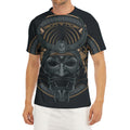 Black Samurai Mask Print Men's Short Sleeve Rash Guard