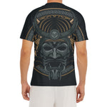 Black Samurai Mask Print Men's Short Sleeve Rash Guard
