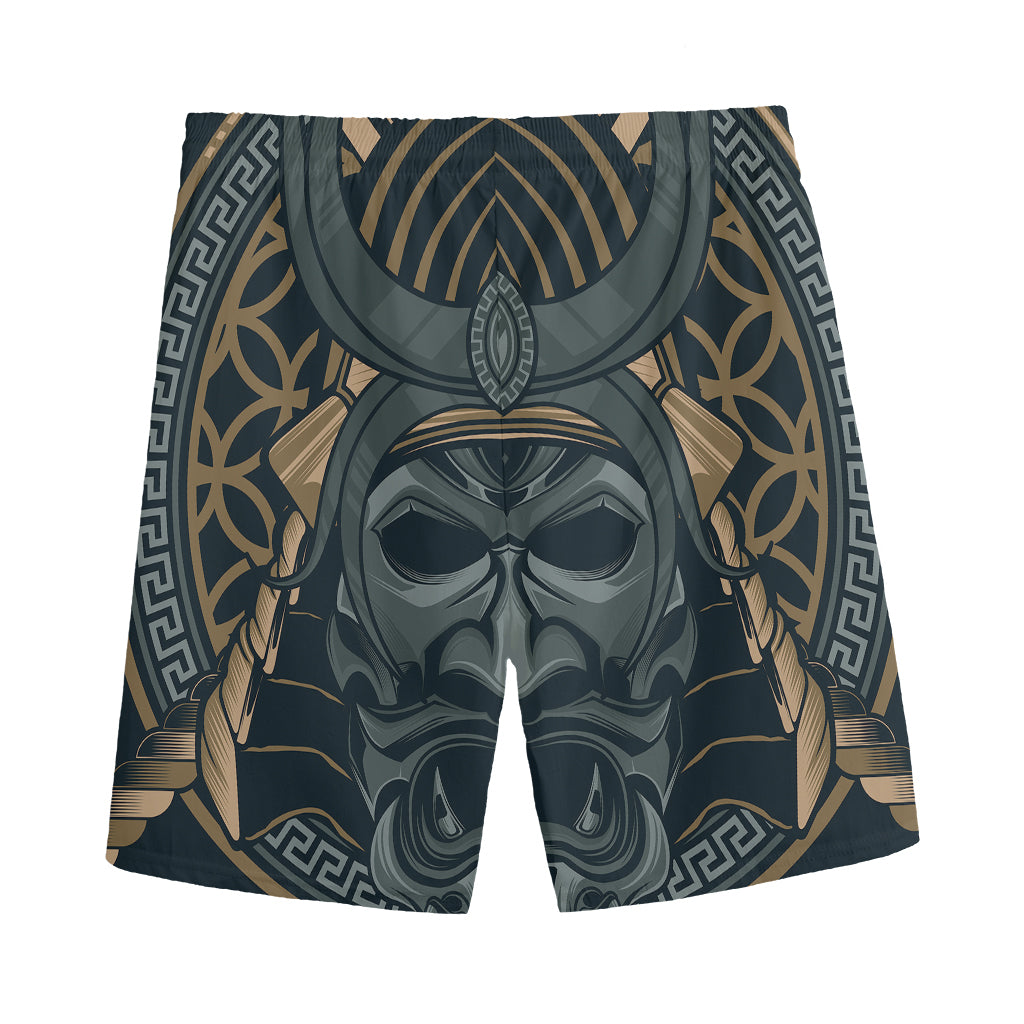 Black Samurai Mask Print Men's Sports Shorts