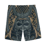 Black Samurai Mask Print Men's Sports Shorts