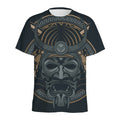 Black Samurai Mask Print Men's Athletic T-Shirt