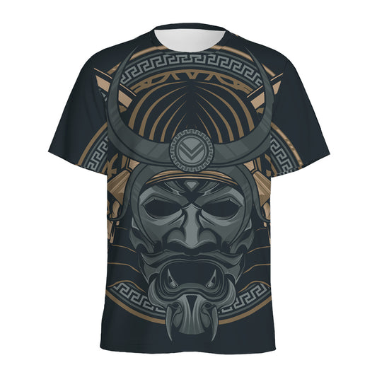 Black Samurai Mask Print Men's Sports T-Shirt
