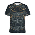 Black Samurai Mask Print Men's Sports T-Shirt