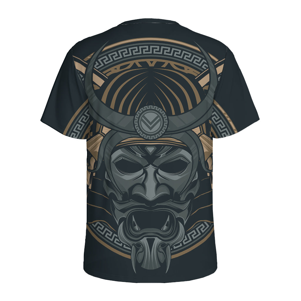 Black Samurai Mask Print Men's Sports T-Shirt