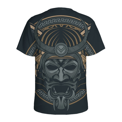 Black Samurai Mask Print Men's Sports T-Shirt