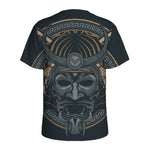 Black Samurai Mask Print Men's Sports T-Shirt