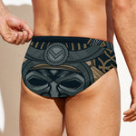Black Samurai Mask Print Men's Swim Briefs
