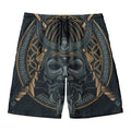 Black Samurai Mask Print Men's Swim Trunks
