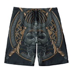 Black Samurai Mask Print Men's Swim Trunks
