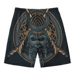 Black Samurai Mask Print Men's Swim Trunks
