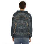 Black Samurai Mask Print Men's Velvet Pullover Hoodie