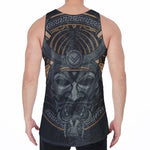 Black Samurai Mask Print Men's Velvet Tank Top