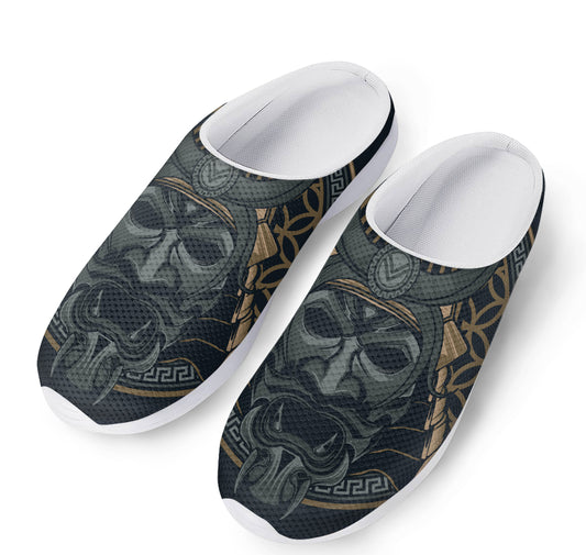 Black Samurai Mask Print Mesh Casual Shoes