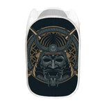 Black Samurai Mask Print Mesh Laundry Hamper