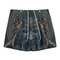 Black Samurai Mask Print Mesh Shorts