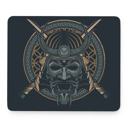 Black Samurai Mask Print Mouse Pad