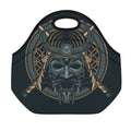 Black Samurai Mask Print Neoprene Lunch Bag