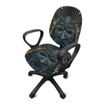 Black Samurai Mask Print Office Chair Cover