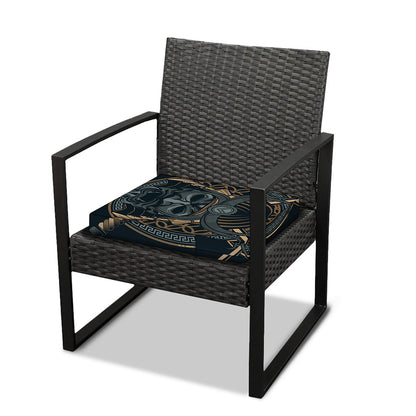 Black Samurai Mask Print Outdoor Seat Cushion Cover