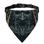Black Samurai Mask Print Over The Collar Dog Bandana