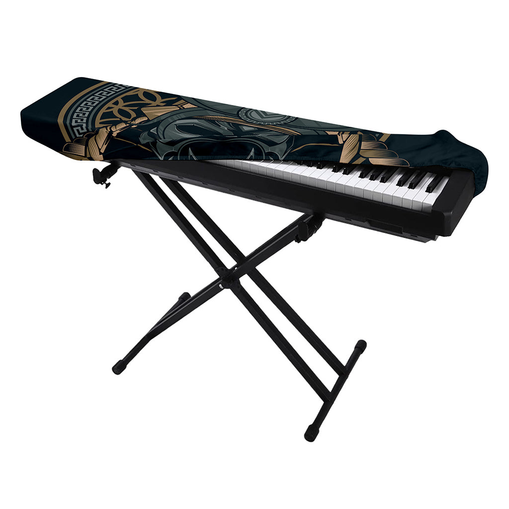 Black Samurai Mask Print Piano Keyboard Cover