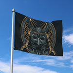 Black Samurai Mask Print Polyester Flag
